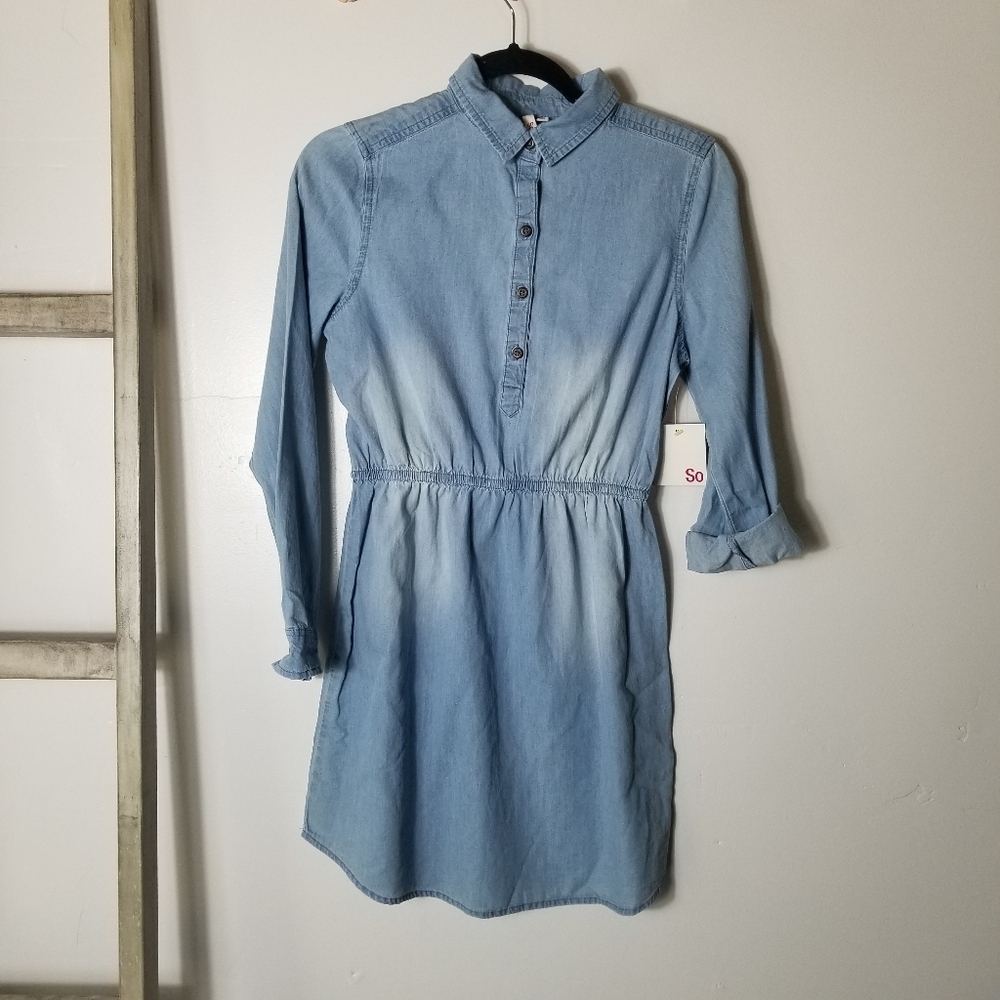 NWT SO GIRL'S CHAMBRAY SHIRT DRESS SIZE XL 14/16